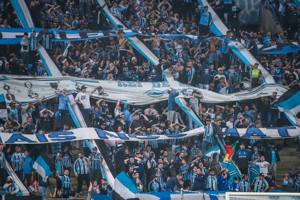 Torcida do Grêmio em jogo na Arena — Foto: Lucas Uebel/Grêmio