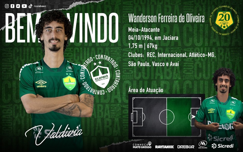 Valdvia  o 10 reforo do Cuiab para a temporada 2022  Foto: AssCom Dourado