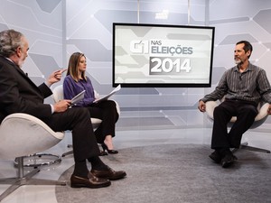 O candidato do PV à Presidência, Eduardo Jorge, é entrevistado no estúdio do G1 (Foto: Caio Kenji/G1)