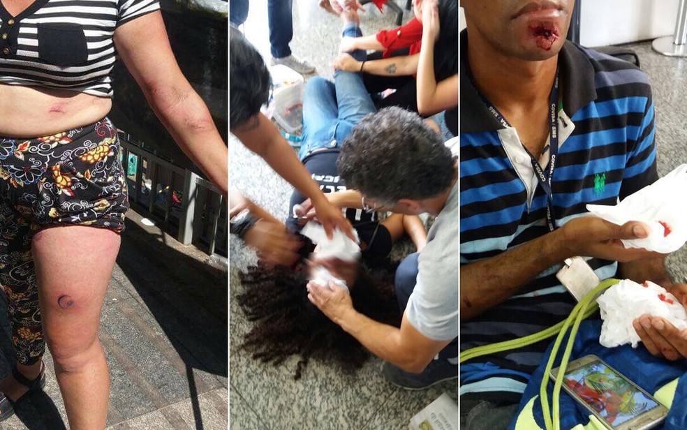 Feridos durante a confusÃ£o em frente Ã  CÃ£mara Municipal de SÃ£o Paulo (Foto: Arquivo pessoal)