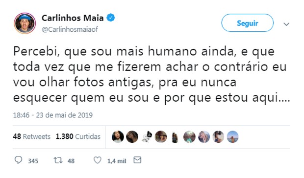 Carlinhos Maia pede desculpas por discussÃ£o (Foto: ReproduÃ§Ã£o/Twitter)