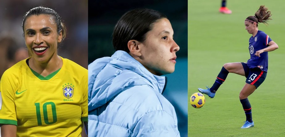 Marta (Brasil), Sam Kerr (Austrália) e Alex Morgan (Estados Unidos) estão entre as 10 jogadoras mais bem pagas da Copa do Mundo Feminina