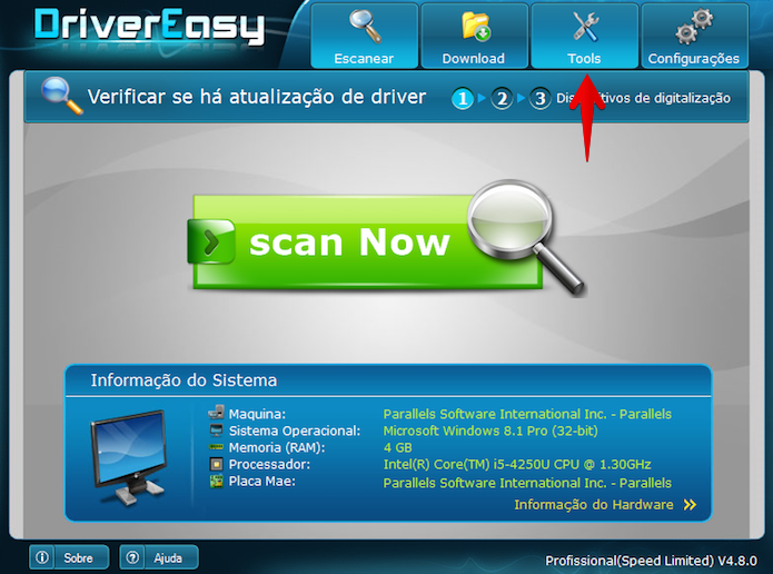 Abra o Driver Easy e acesse as ferramentas do programa (Foto: Reprodução/Helito Bijora) 