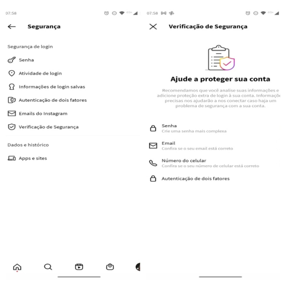 Verificação de segurança no Instagram — Foto: Reprodução/Gisele Souza