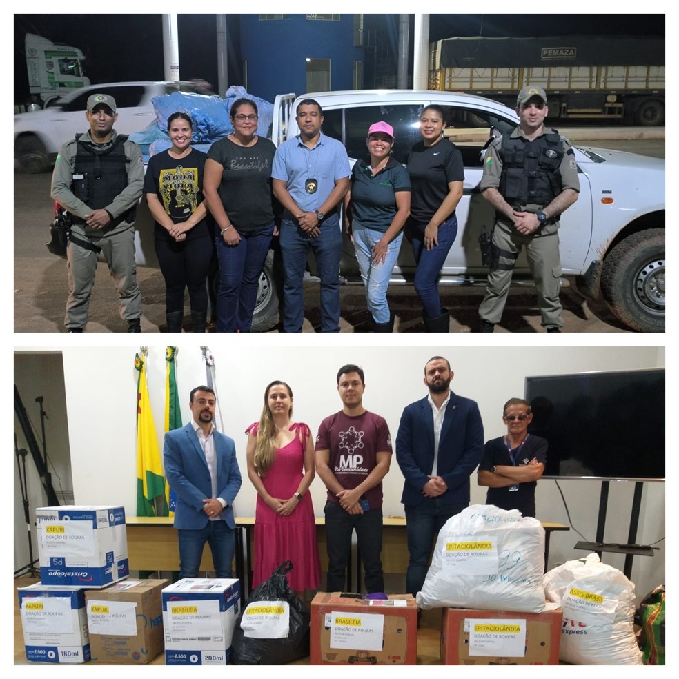 Em outros momentos, a Receita Federal fez entregas de carne apreendias e roupas  — Foto: Asscom/Receita Federal 