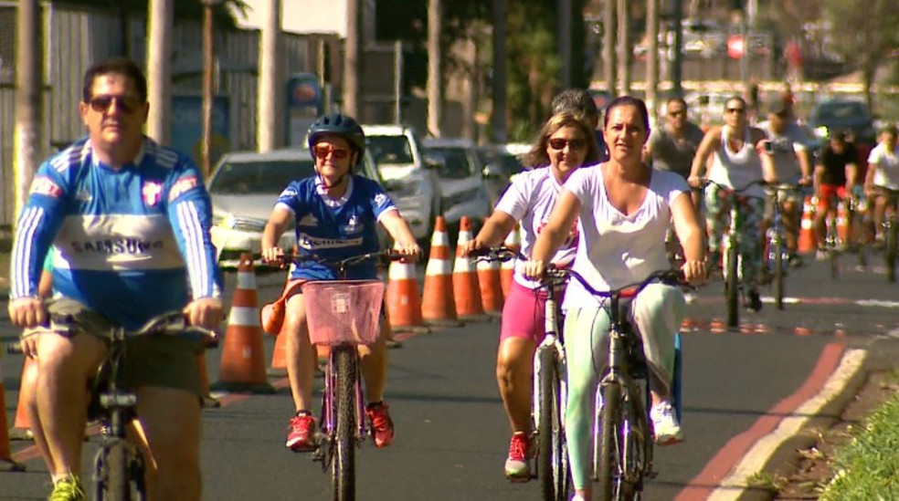 Ciclofaixa em Ribeirão Preto (SP) — Foto: EPTV/Reprodução