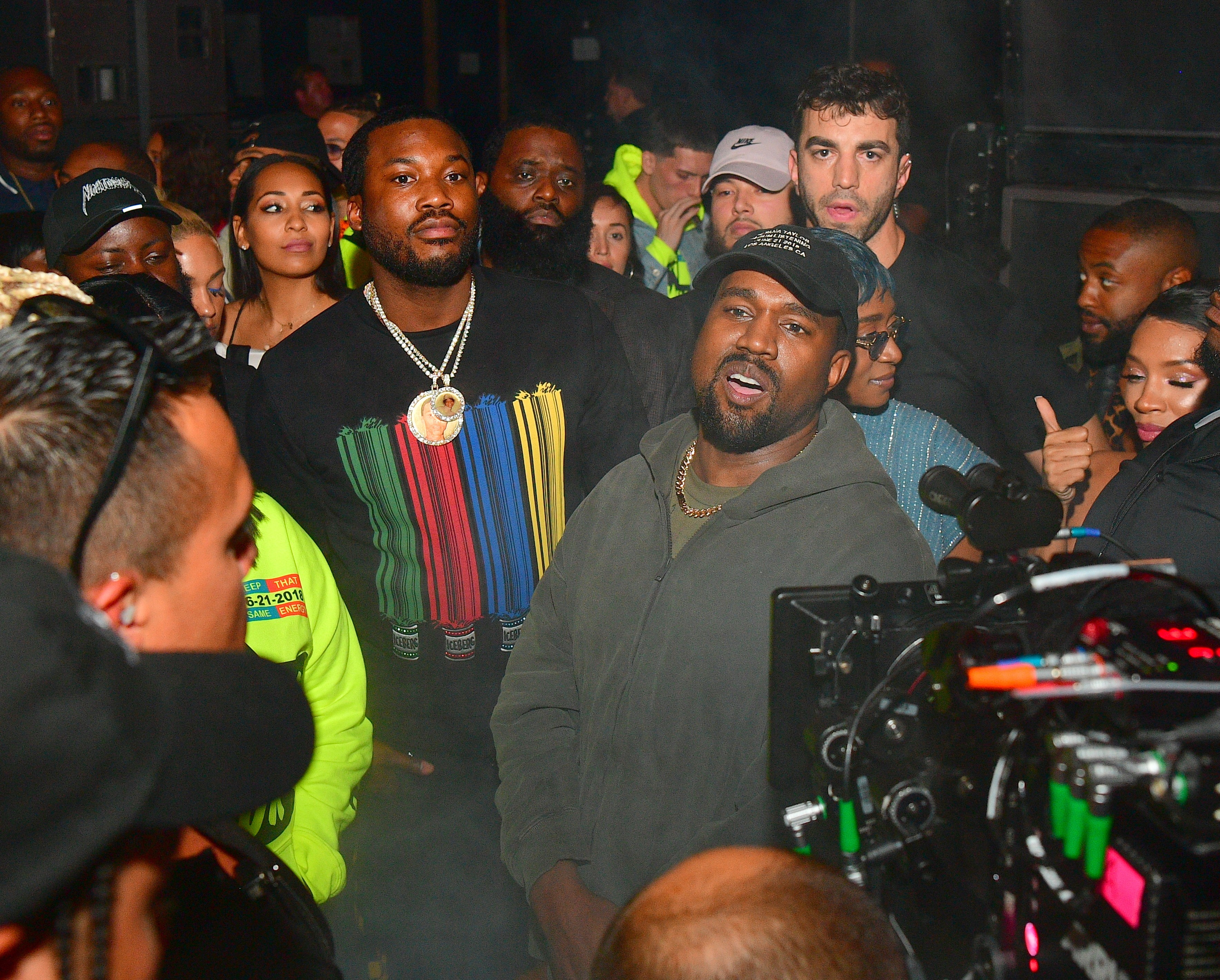 Meek Mill em evento junto com Kanye West (Foto: getty)
