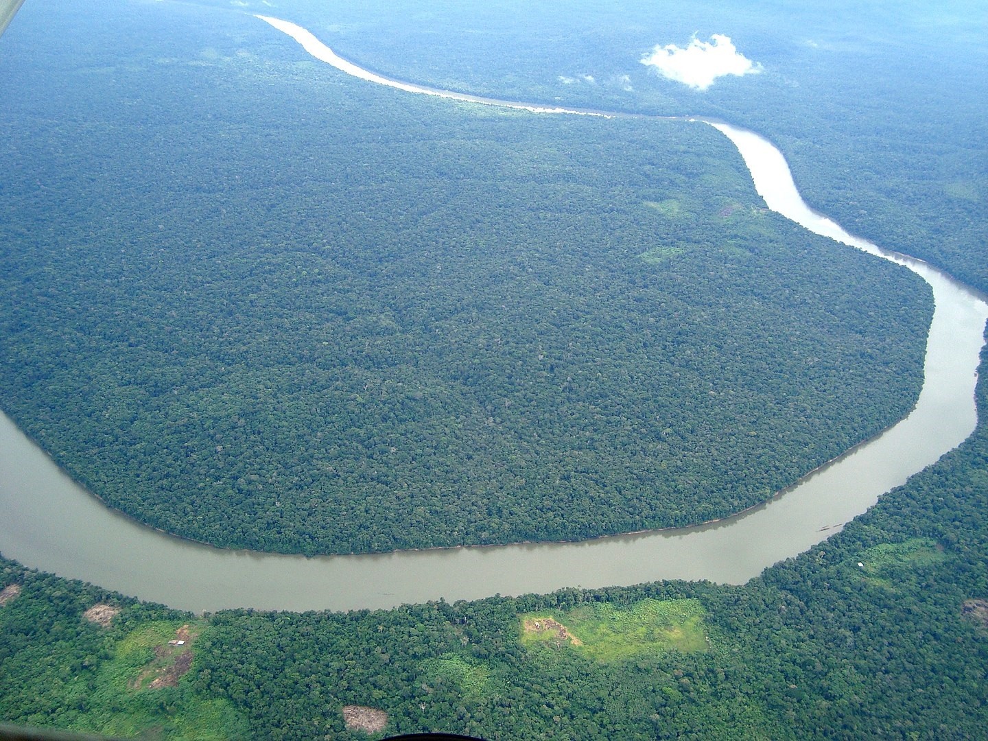 Fotografia aérea de parte da Floresta Amazônica, região de origem dos rios voadores que atuam na América do Sul (Foto: Wikimedia Commons )