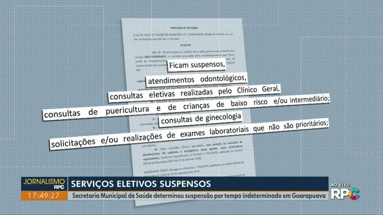 Secretaria Municipal de Saúde suspende serviços eletivos em Guarapuava
