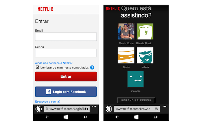 Acessando uma conta do Netflix pelo navegador de internet do celular (Foto: Reprodução/Marvin Costa) (Foto: Acessando uma conta do Netflix pelo navegador de internet do celular (Foto: Reprodução/Marvin Costa))