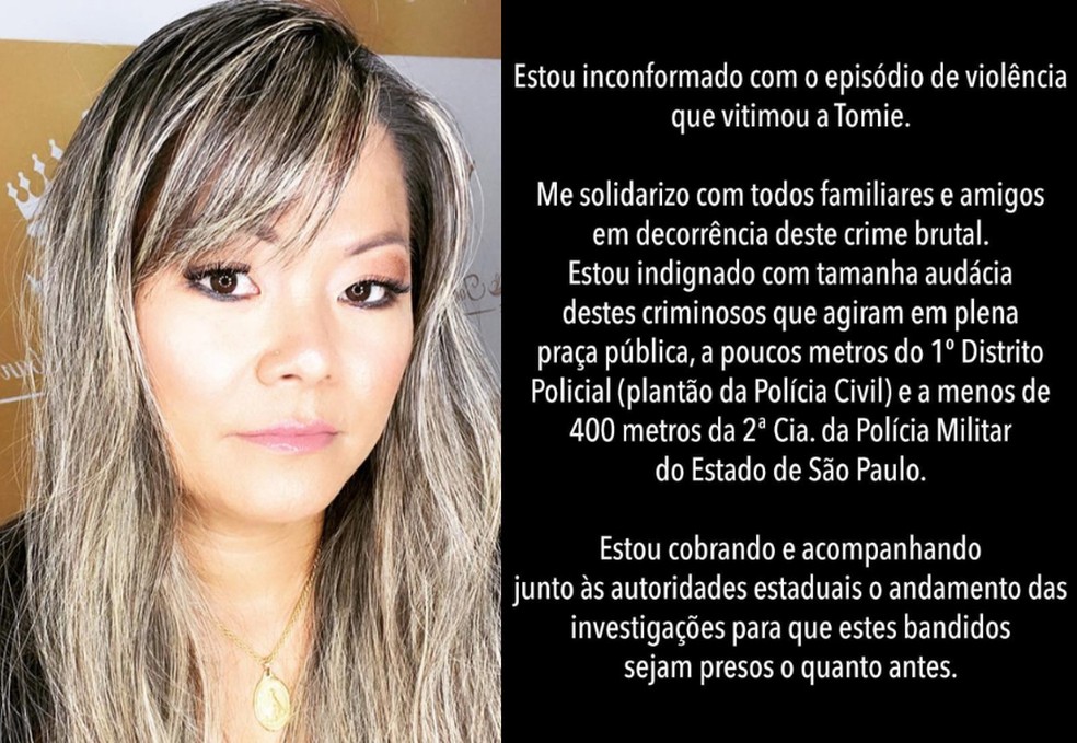 Prefeito de Itanhaém emitiu uma nota de repúdio após morte de autônoma na cidade — Foto: Reprodução