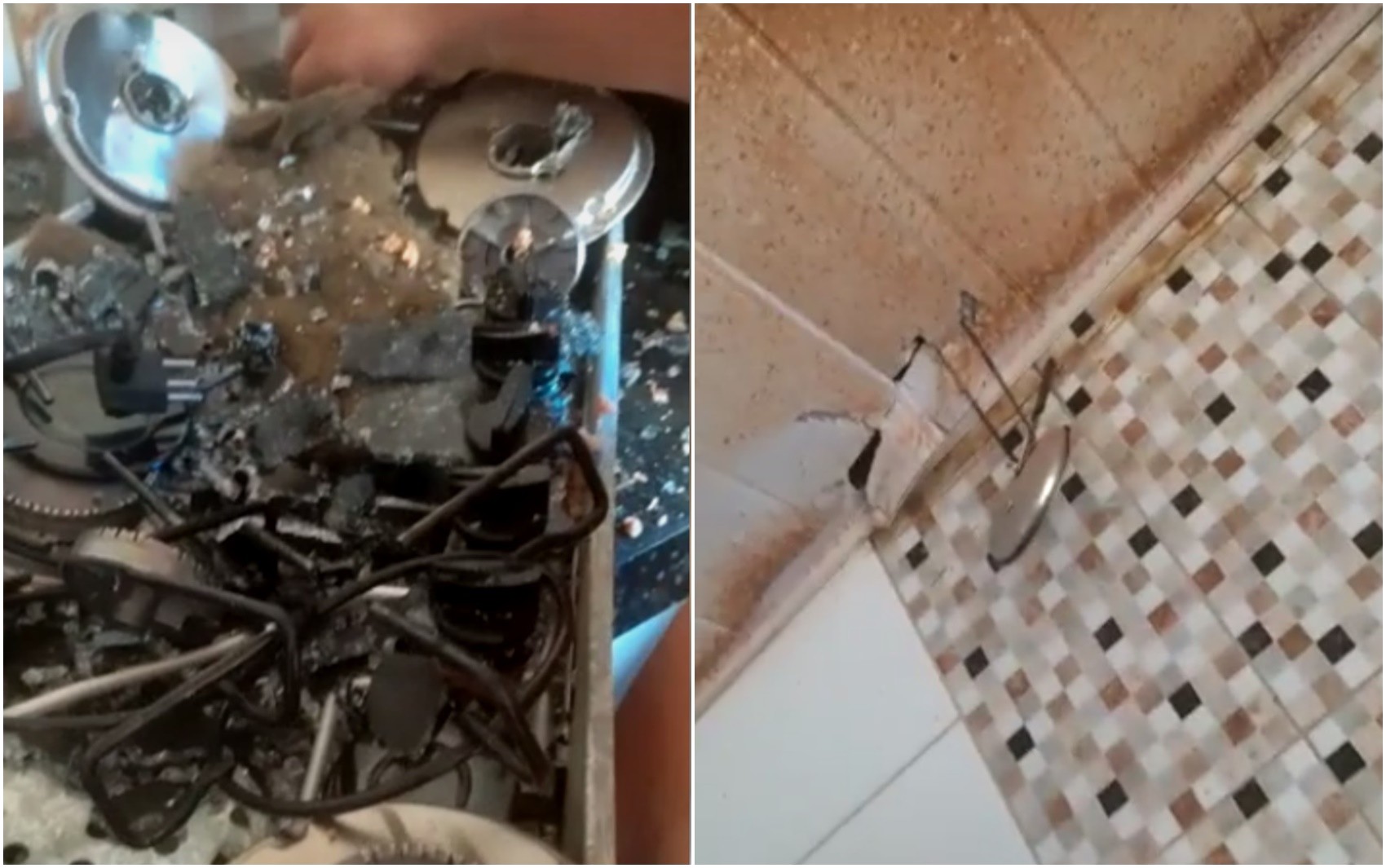 Panela de pressão explode, destrói fogão e faz com que tampa fique presa ao forro da cozinha, em Anápolis