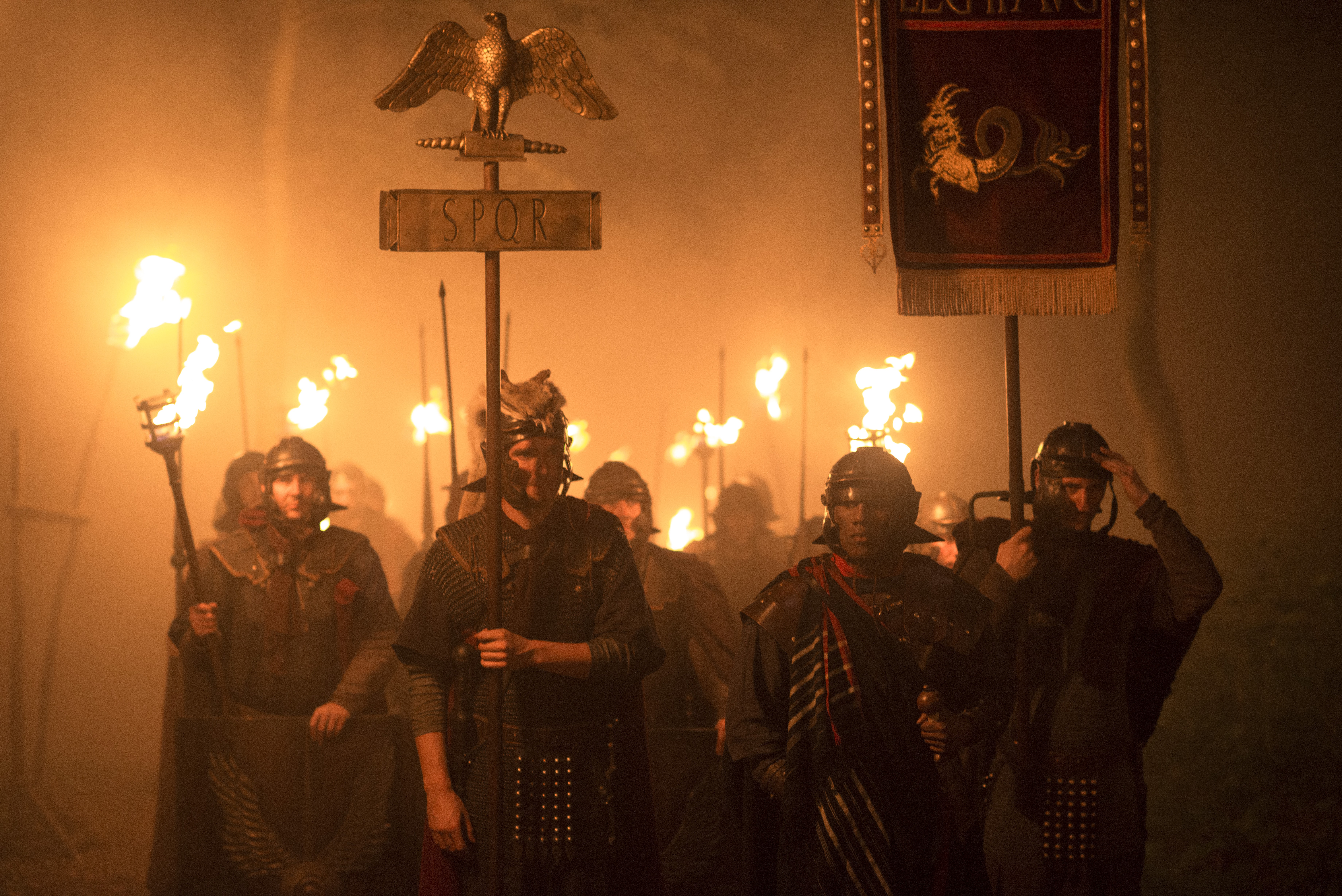 Soldados romanos da série Britannia (Foto: Divulgação)