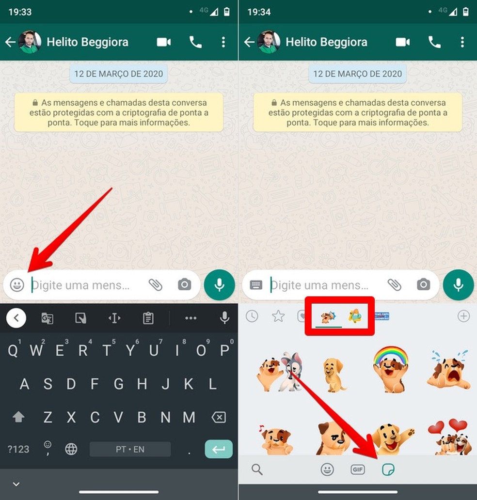 Figurinhas animadas WhatsApp: tutorial mostra como ter figurinha que se mexe — Foto: Reprodução/Helito Beggiora