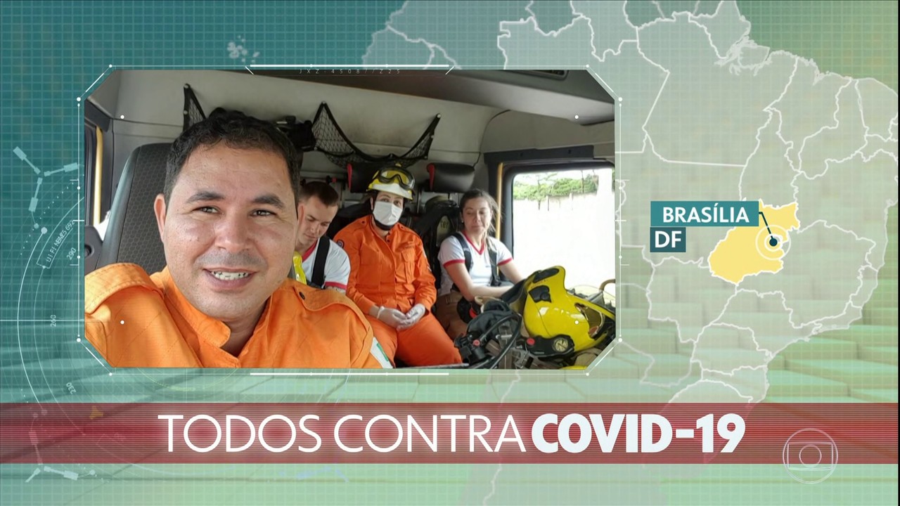 Todos contra a Covid-19: bombeiros mandam mensagem para o Jornal Hoje