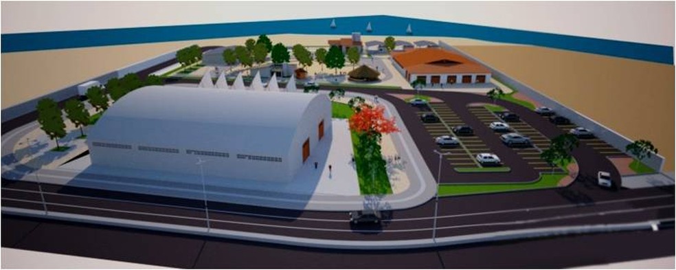 Vista geral ilustrativa em perspectiva do Centro Pesqueiro de Maceió — Foto: Secom/Maceió