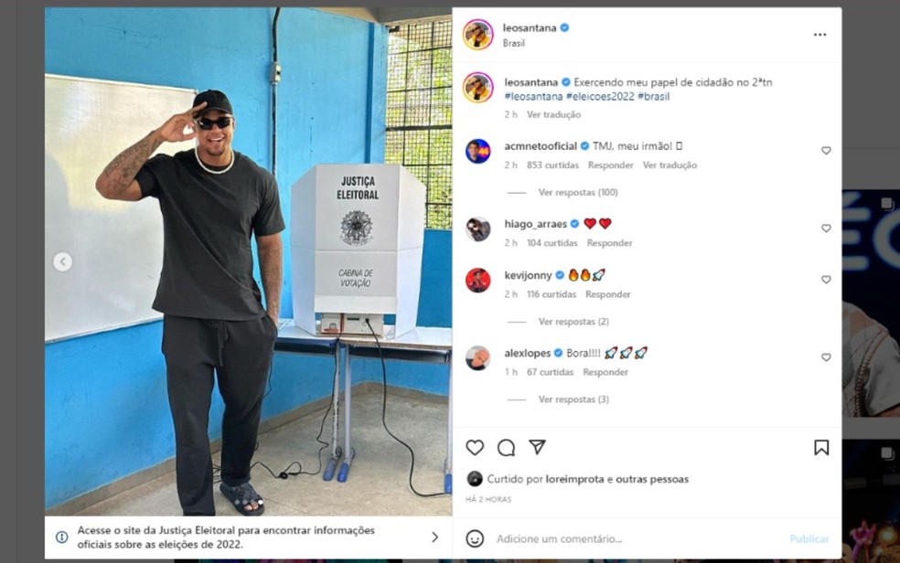Léo Santana vota na Bahia — Foto: Reprodução/Redes Sociais