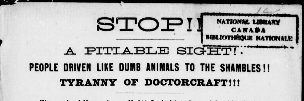 A manchete do panfleto do Dr. Ross de 1885 denunciando a vacinação contra a varíola.  (Foto: (Biblioteca Digital HathiTrust))