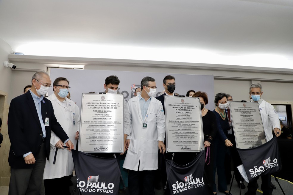 O governador Rodrigo Garcia (PSDB) inaugura obras de melhoria do Hospital das Clínicas de SP nesta sexta-feira (11). — Foto: Divulgação/GESP