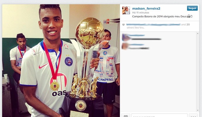 Madson comemora título do Bahia no Twitter (Foto: Reprodução/Twitter)