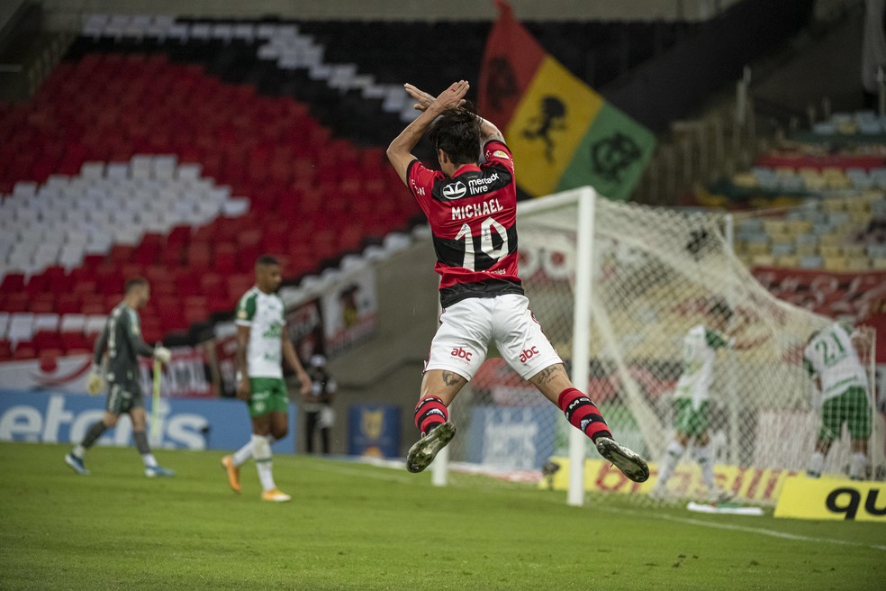 Michael comemora gol marcado contra a Chapecoense — Foto: Alexandre Vidal/Flamengo