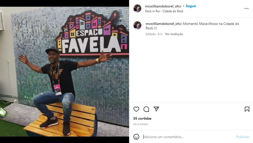 MC William do Borel postou foto pouco antes de ser detido pela polícia — Foto: Reprodução