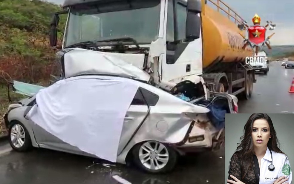 Acidente de trânsito que causou morte da médica Karen Padilha — Foto: Corpo de Bombeiros/Divulgação