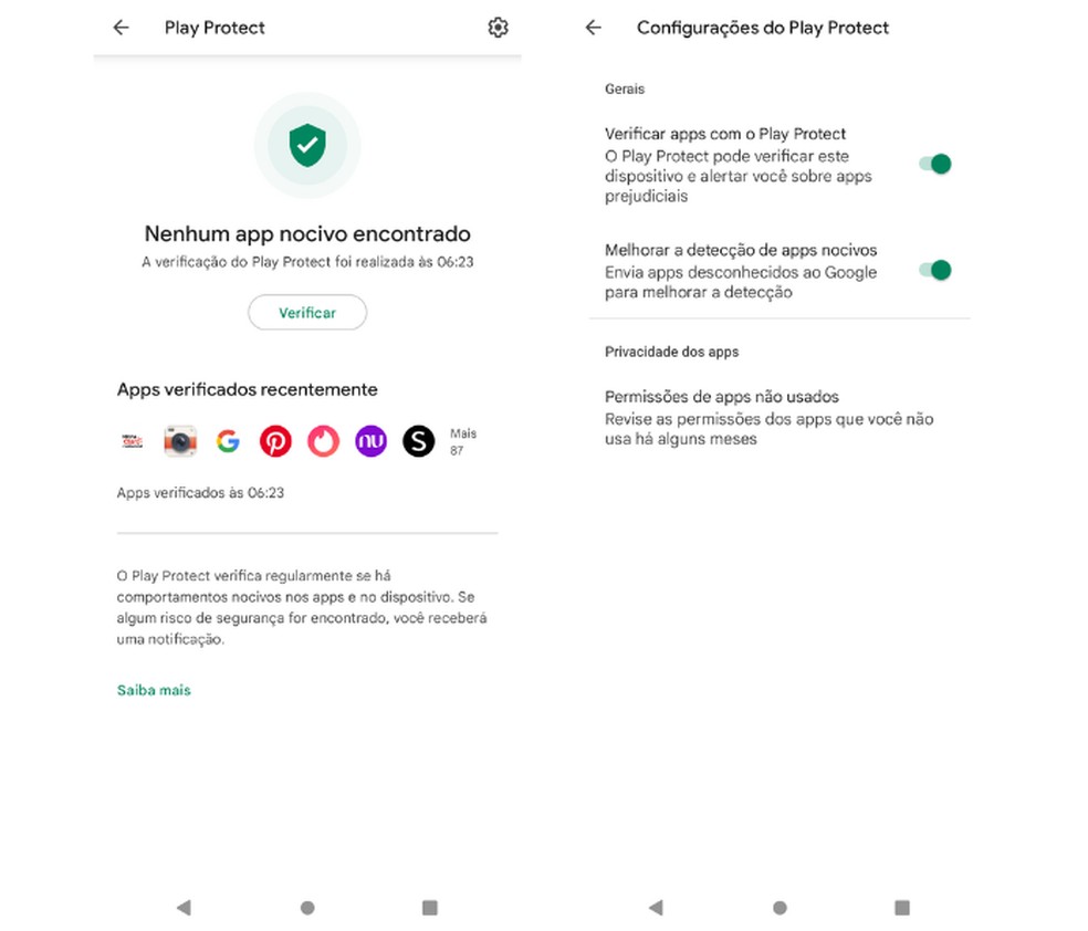 Google Play Protect garante maior proteção na instalação dos aplicativos disponíveis na Play Store — Foto: Reprodução/Mariana Tralback