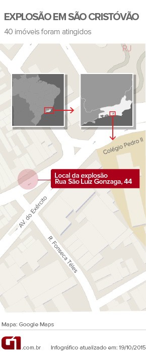 Mapa explosão em São Cristóvão (Foto: Editoria de arte/G1)