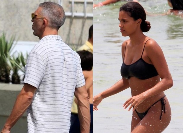 Vincent Cassel e Tina Kunakey curtem dia de praia no Rio de Janeiro (Foto: AgNews)