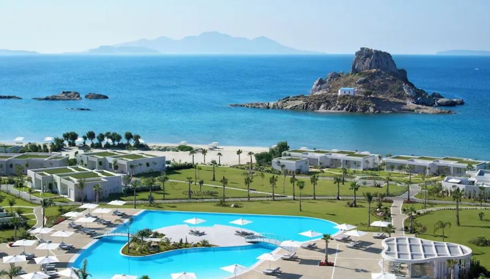 Ikos Aria, em Kefalos, na Grécia. — Foto: Reprodução