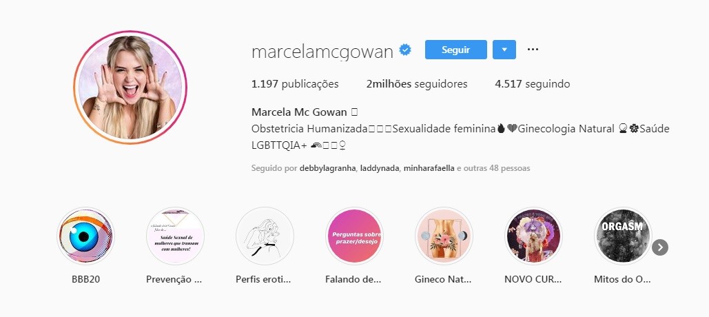 Instagram da BBB Marcela (Foto: Reprodução/Instagram)