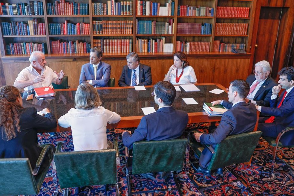 Presidente Lula durante reunião que definiu o arcabouço fiscal — Foto: Ricardo Stuckert/Presidência da República