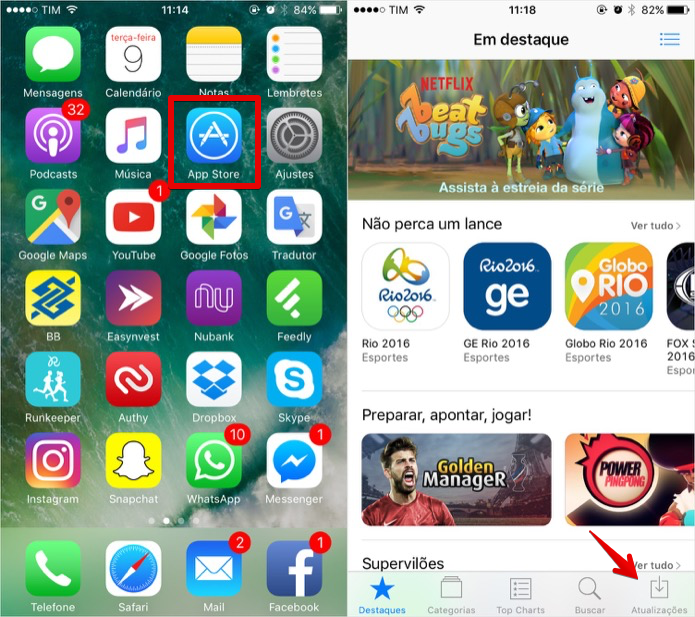 Acessando a App Store do iPhone (Foto: Reprodução/Helito Bijora) 