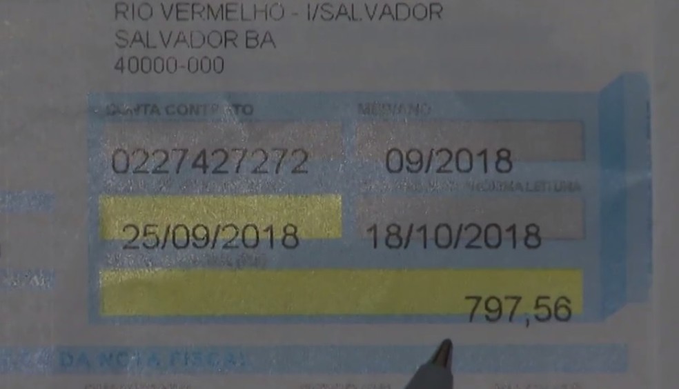 Conta de luz custa quase R$ 800 â Foto: ReproduÃ§Ã£o/TV Bahia
