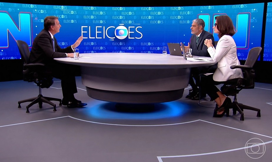 O presidente Jair Bolsonaro, candidato à reeleição, durante entrevista ao Jornal Nacional