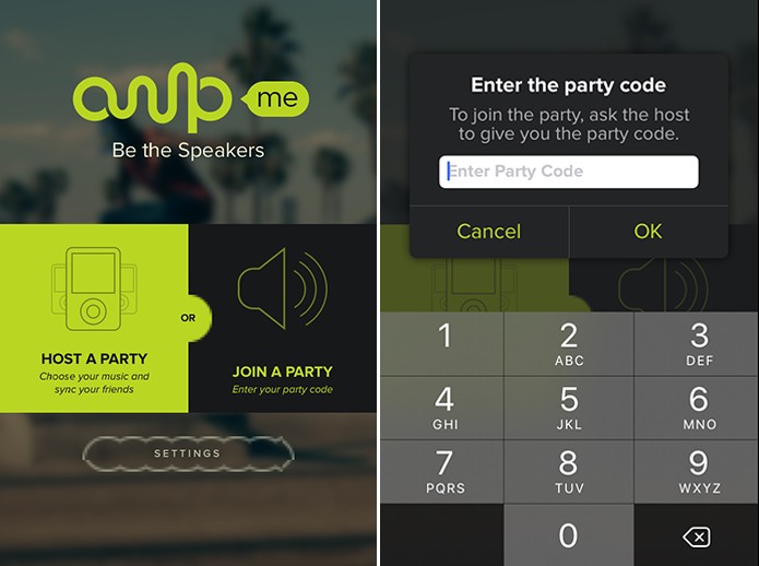 Ampme pedirá código da festa no dispositivo que servirá como caixa de som (Foto: Reprodução/Elson de Souza)