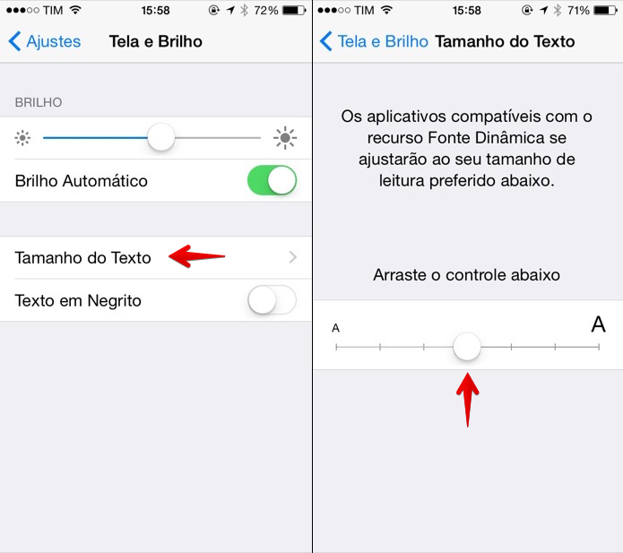 Alterando o tamanho do texto do iOS (