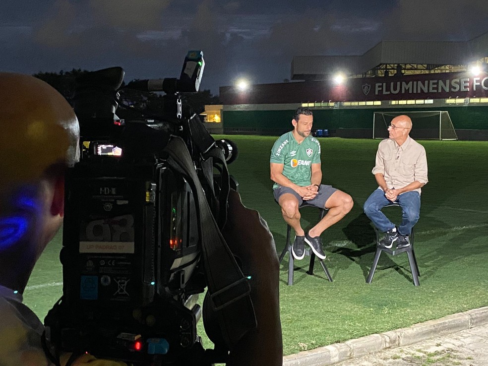 Fred atendeu o Esporte Espetacular no CT do Fluminense — Foto: Edgard Maciel de Sá