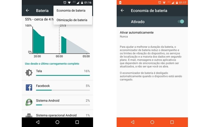 Modo economia de bateria do Android salva até 30% de energia (Foto: Reprodução/Raquel Freire)