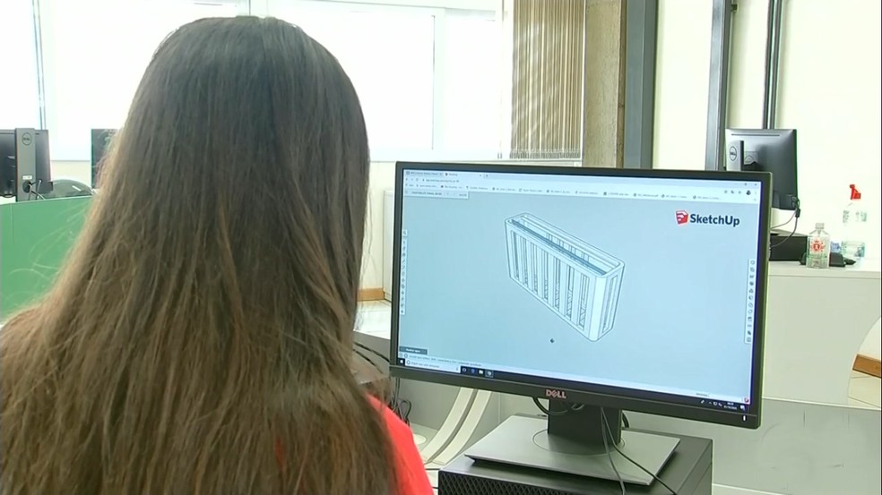 Estudantes desenvolveram aparelho no computador — Foto: Reprodução/TV TEM