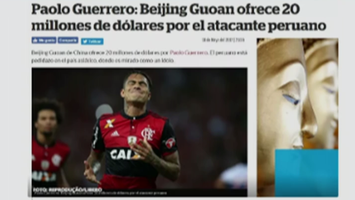 Rodrigo Caetano: notícia de proposta chinesa por Guerrero é sensacionalista