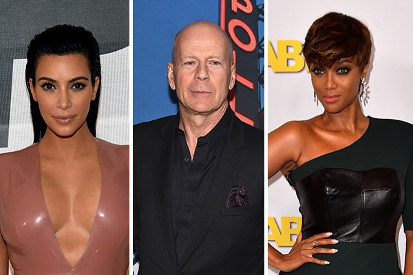 Kim Kardashian, Bruce Willis e Tyra Banks (Foto: Getty Images)