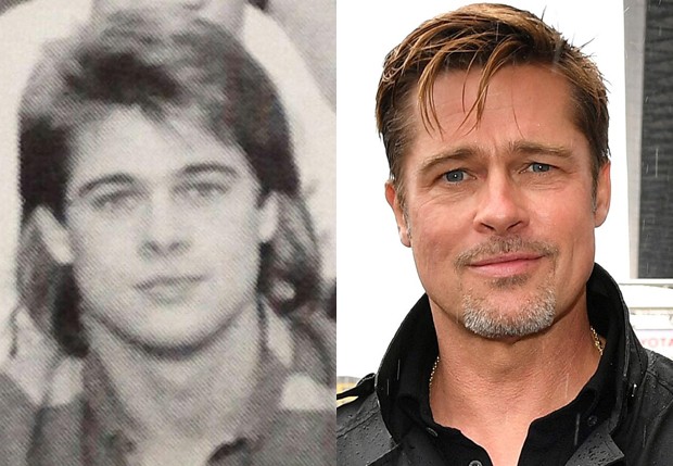 Brad Pitt em 1986, aos 23 anos, e atualmente, aos 52 (Foto: AKM-GSI )
