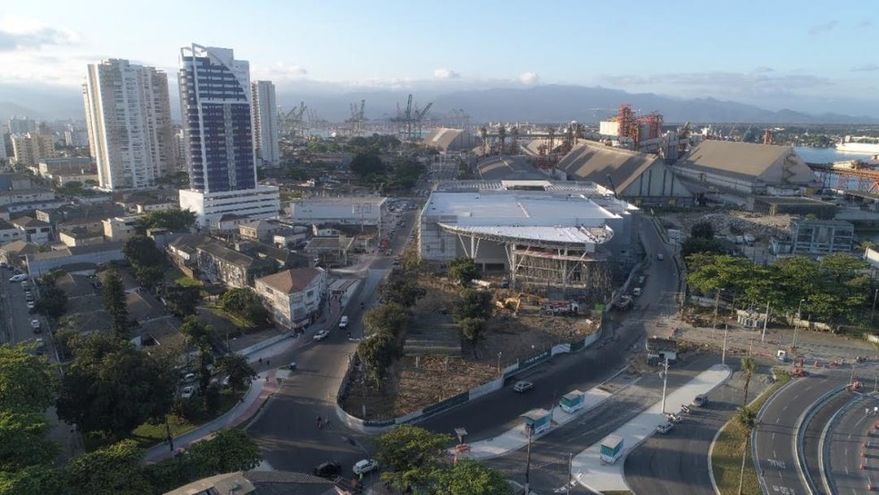 Novo centro de conven&ccedil;&otilde;es de Santos, SP, est&aacute; 85% conclu&iacute;do &mdash; Foto: Divulga&ccedil;&atilde;o/Prefeitura de Santos