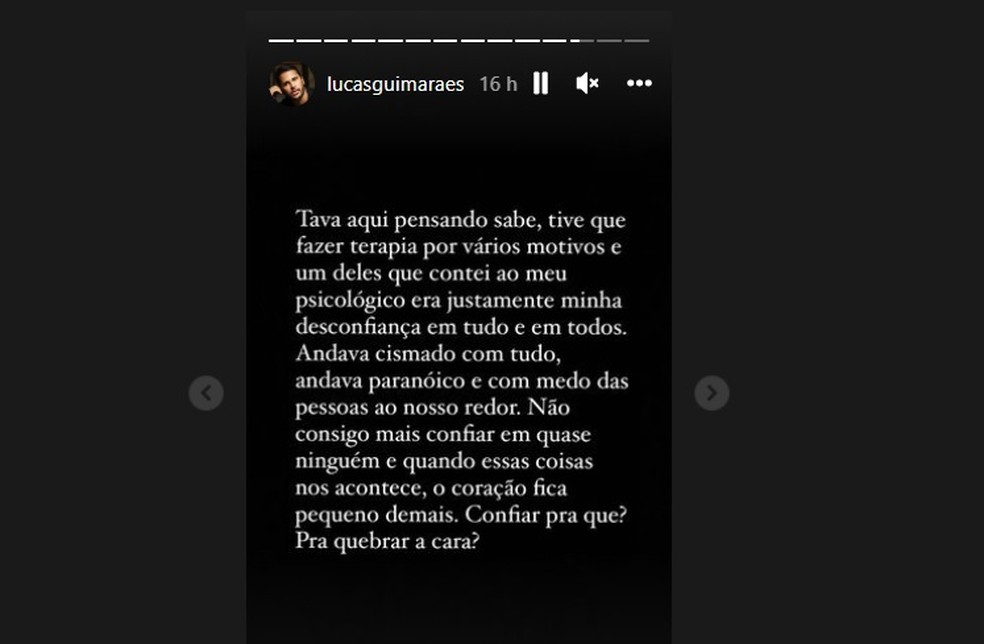 Influenciador digital Lucas Guimarães fala sobre desconfiança após apartamento em que ele mora com Carlinhos Maia em Maceió ter sido invadido e furtado — Foto: Reprodução/Instagram