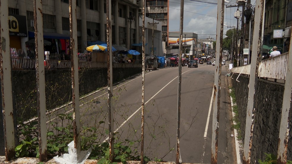 Viaduto Dam&aacute;sio Franca, no Centro de Jo&atilde;o Pessoa.  &mdash; Foto: Magno Oliveira / Tv Cabo Branco 