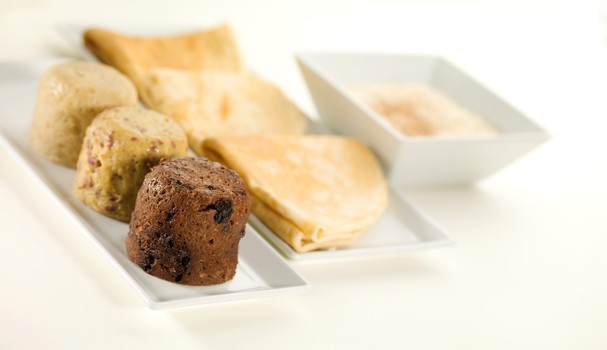 Bolinhos, crepes e mingau de canela e uva passa da Pronokal (Foto: Divulgação) Bolinhos, crepes e mingau de canela e uva passa da Pronokal (Foto: Divulgação)