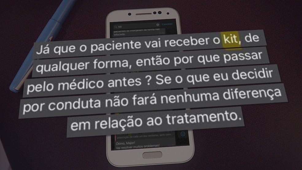 Troca de mensagens entre médicos do HFA, em Brasília — Foto: TV Globo/Reprodução