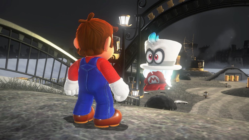 Principal nova mecânica de 'Super Mario Odyssey' é o boné Cappy, que permite a Mario assumir a forma de objetos e outros personagens (Foto: Divulgação)